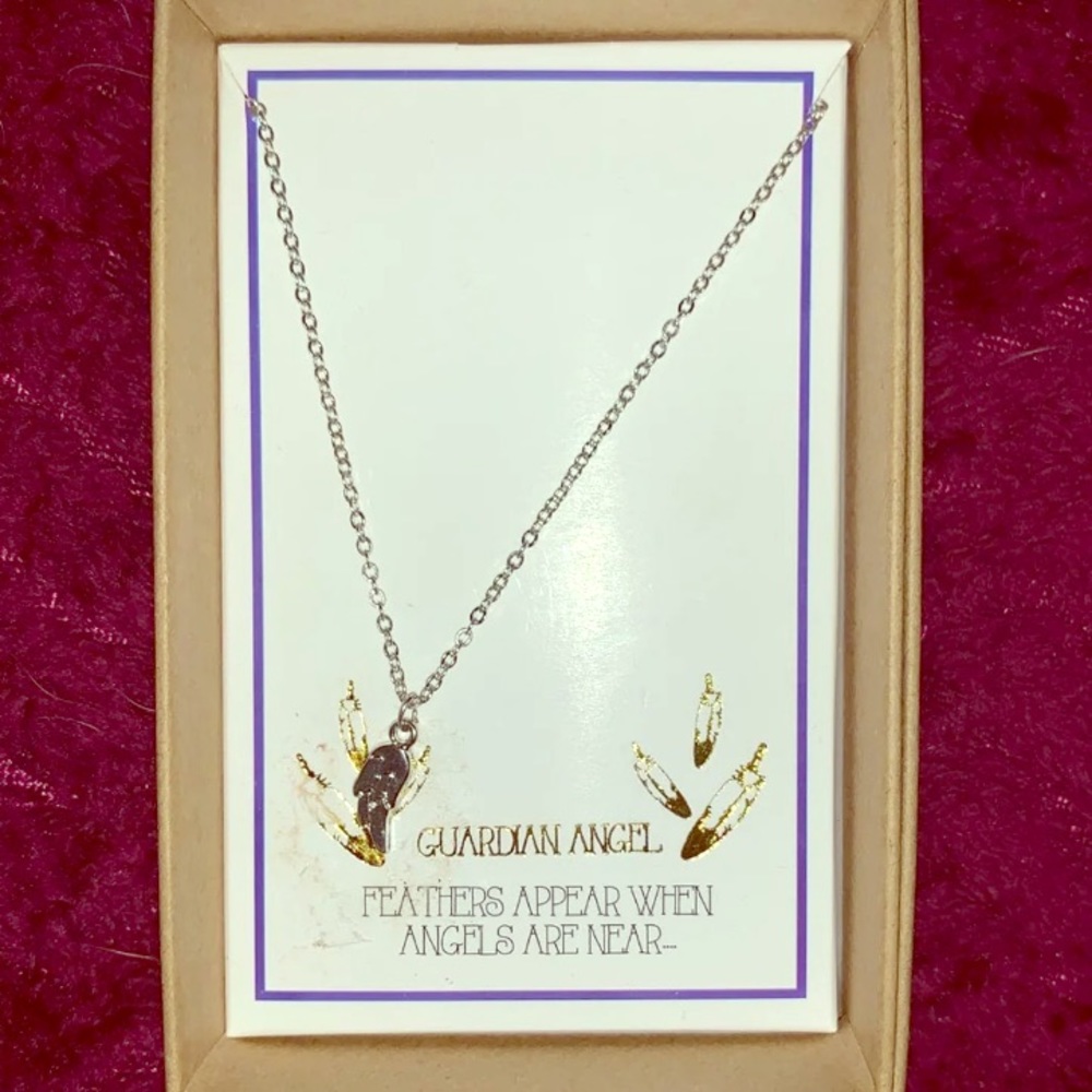 24k Gold Feather Necklace 16”